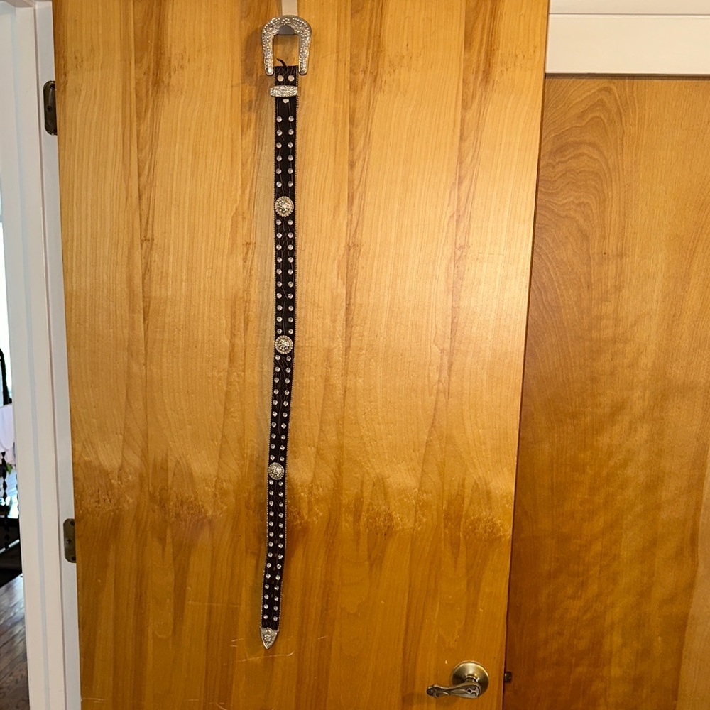 Studded Black Belt with Silver Accents